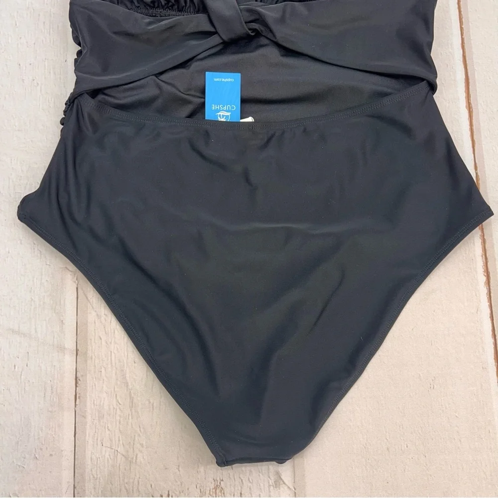 One Piece Swimsuit Deep V Neck Tummy Control Ruched V Back Classic‎ Bathing Suit - Picture 10 of 16